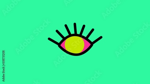 Watching blinking eye changing color animation
