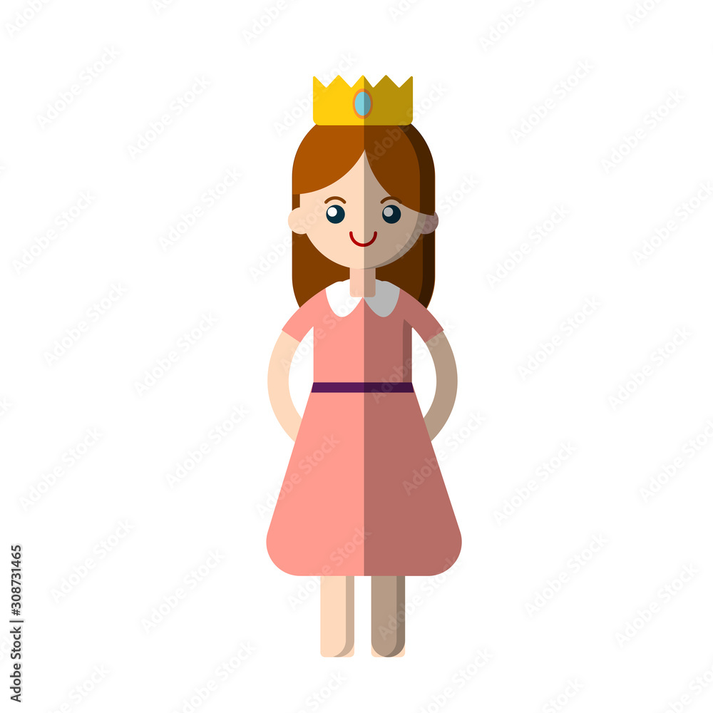 Vector simple illustration of magical fairy tale princess in pink dress and crown. Flat princess icon for game app, kids party, children illustration. Magical cute flat princess icon Vector simple illustration of magical fairy tale princess in pink dress and crown. Flat princess icon for game app, kids party, children illustration. Magical cute flat princess icon