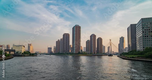 Tokyo Cityscape Okawabata River seen from Eitai Bridge, Japan Travel photo