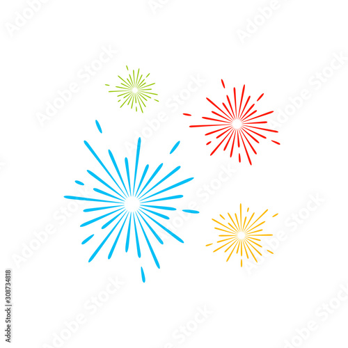 Firework line icon and happy new year firework vector design  Creative icon  design concept