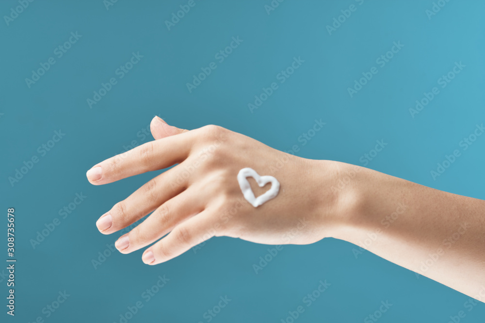 hand on blue background hand on blue background