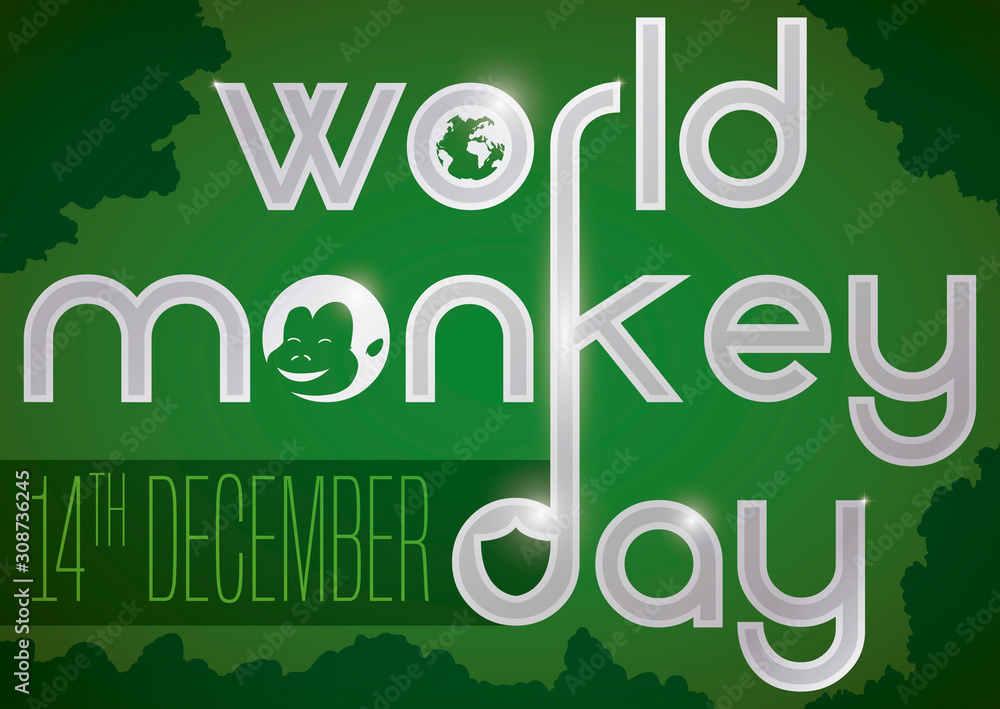 Fototapeta premium Green Awareness Design to Celebrate World Monkey Day in December, Vector Illustration