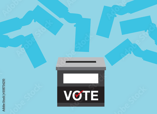  hand putting voting paper in the ballot box, vector design