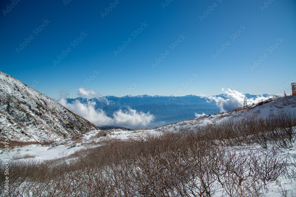 雪原と中央アルプス山脈