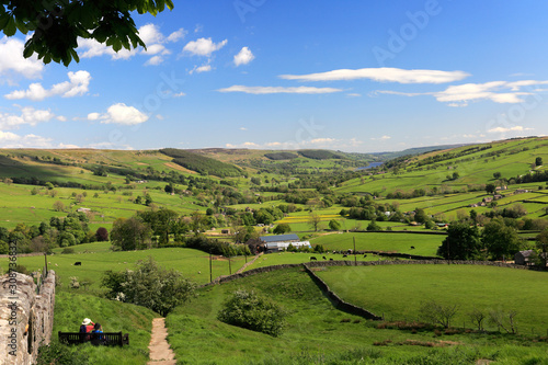 Summer view through Nidderdale ANOB, North Yorkshire, England.