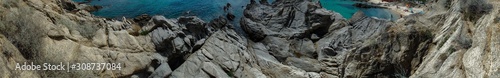 Seaside in Greece with beautiful rocks  Halkidiki  Vourvourou panorama