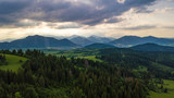 Morning aerial view of Tatra mountains in Slovakia