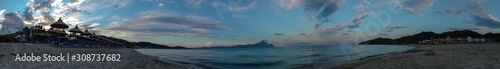 Seaside in Greece with beautiful rocks  Halkidiki  Sarti panorama