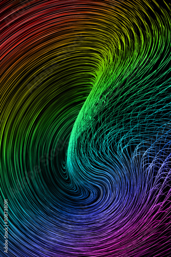 A luminescent helical background composed of curves.