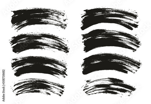 Flat Paint Brush Thin Curved Background High Detail Abstract Vector Background Set 