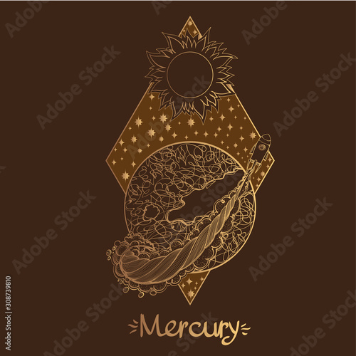 Landscape of planet. Rhombus. Mercury.