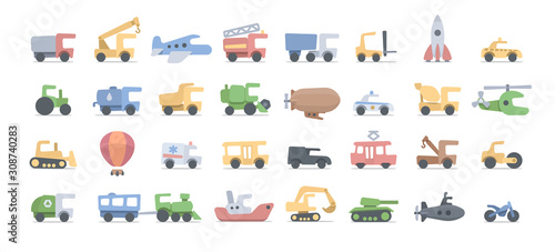 Vector cartoon transport for kids. Fuuny drawing cars for play and education