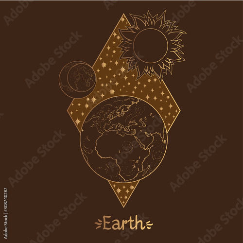 Landscape of planet. Rhombus. Earth