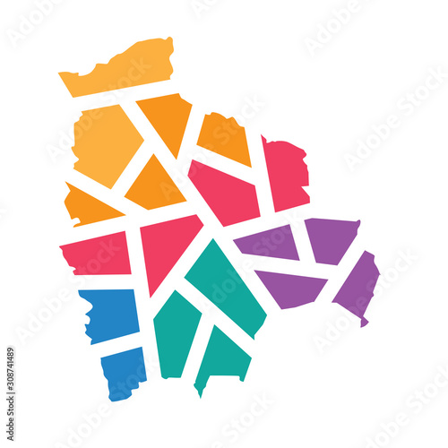 colorful geometric Bolivia map- vector illustration
