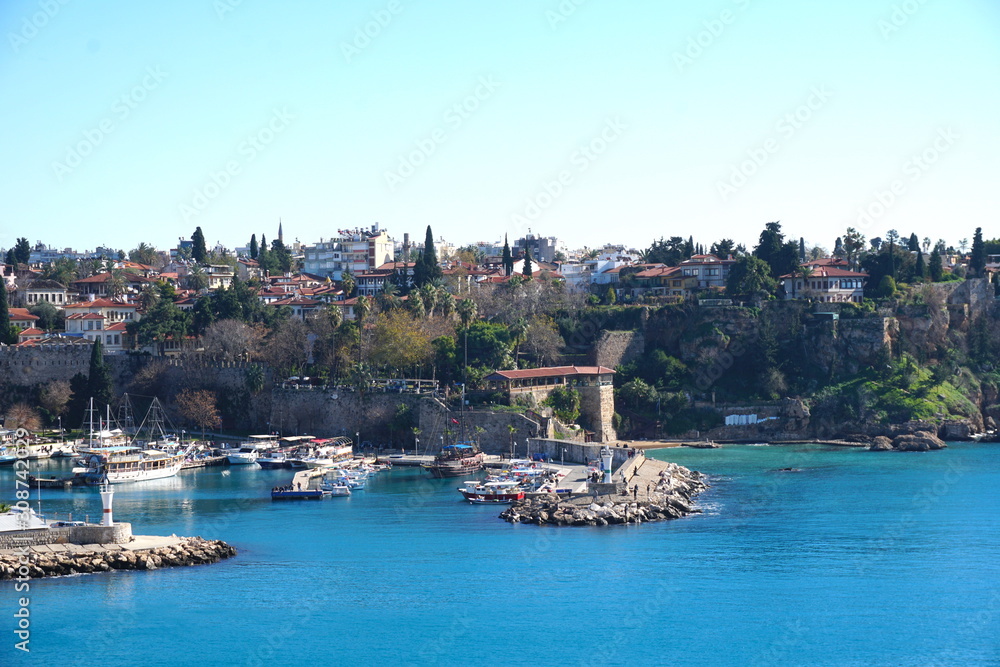 Obraz premium view of port in Kaleici, Turkey