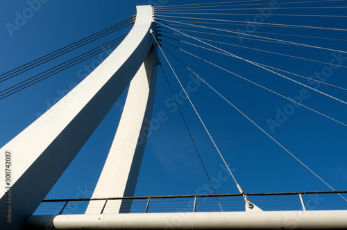 Detail of bicycle bridge over canal in Belgium