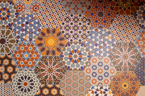 Ceramic tiles texture and background, hexagonal patterns