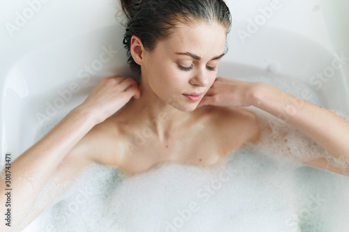 young woman in bath
