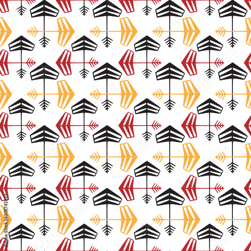 Ethnic arrows pattern. Modern seamless background. Bright arrows design for textile and web decoration.