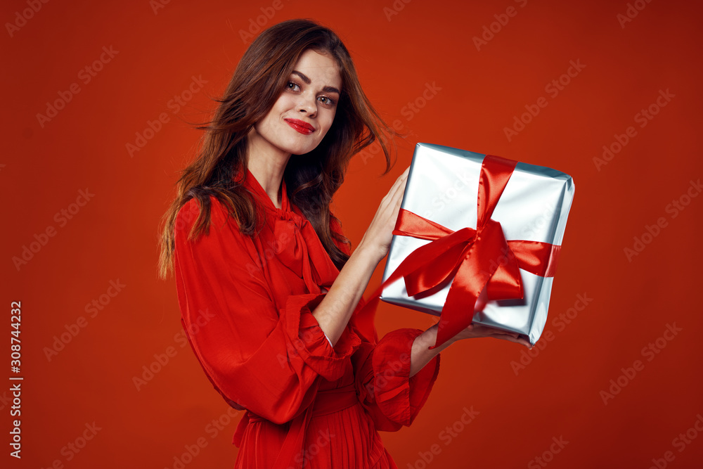 young woman with gift young woman with gift