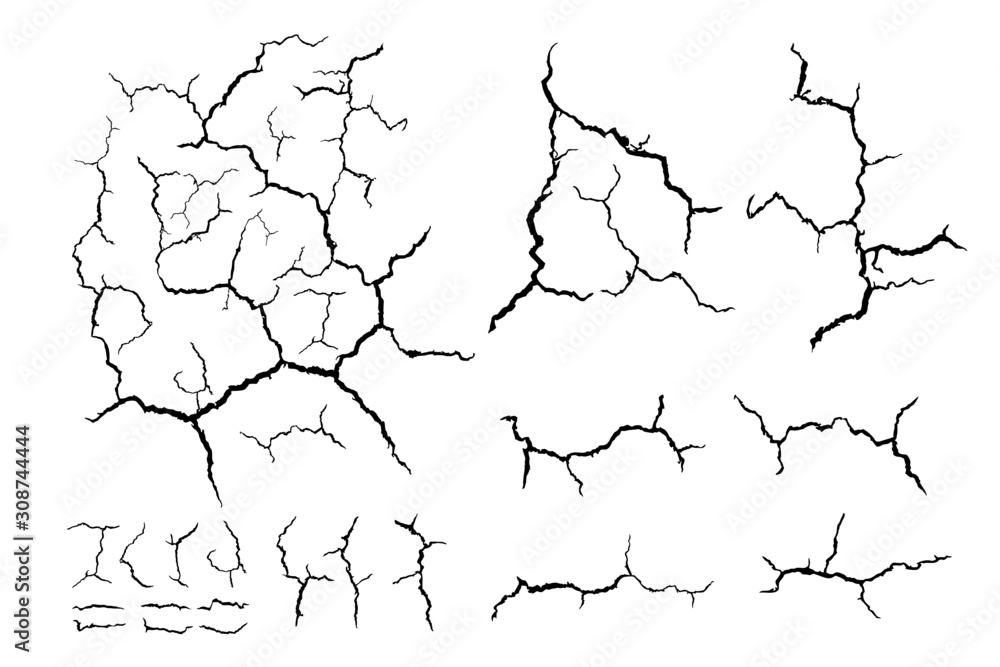 lots lines of crack ground for abstract background on white background lots lines of crack ground for abstract background on white background