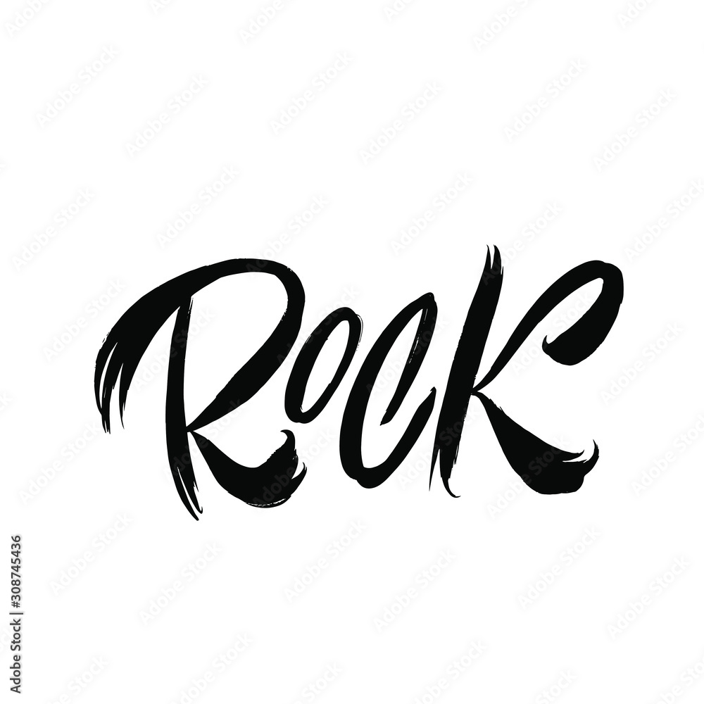 Rock. Black inscription on a white background. Great lettering and calligraphy for greeting cards, stickers, banners, prints and home interior decor. Rock. Black inscription on a white background. Great lettering and calligraphy for greeting cards, stickers, banners, prints and home interior decor.