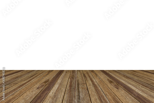 Empty beautiful wooden floor isolated on white background. can used for display or montage your products