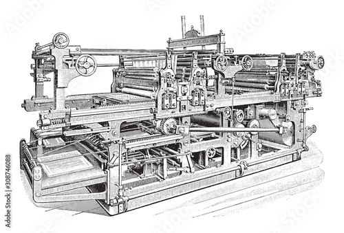 Old printing press / vintage illustration from Meyers Konversations-Lexikon 1897