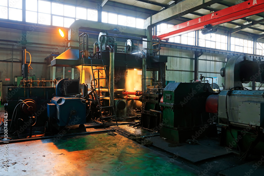 Fototapeta premium Strip production machinery and equipment in a factory