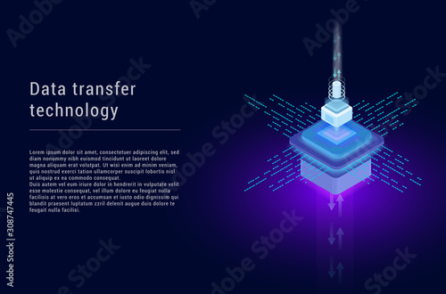 Digital Technology Concept. Abstract technology background. Isometric 3d vector illustration.