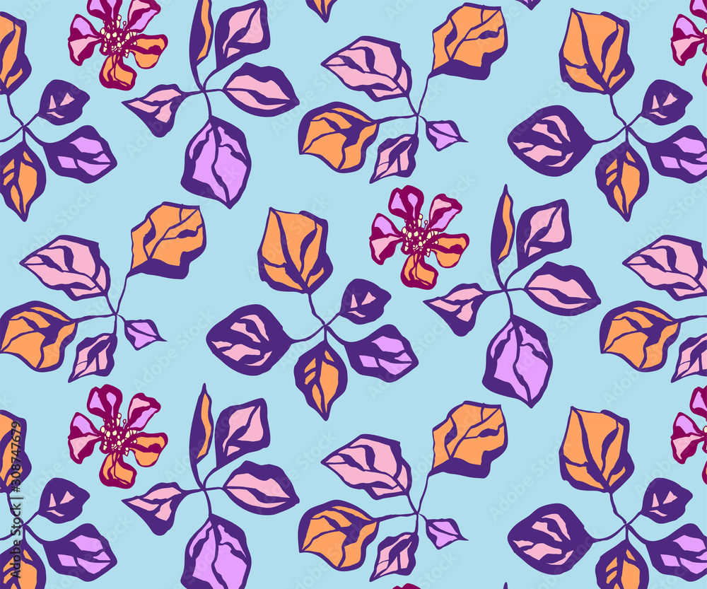 Seamless floral pattern with Japanese quince flowers and ornamental decorative background. Vector pattern. Print for textile, cloth, wallpaper, scrapbooking Seamless floral pattern with Japanese quince flowers and ornamental decorative background. Vector pattern. Print for textile, cloth, wallpaper, scrapbooking