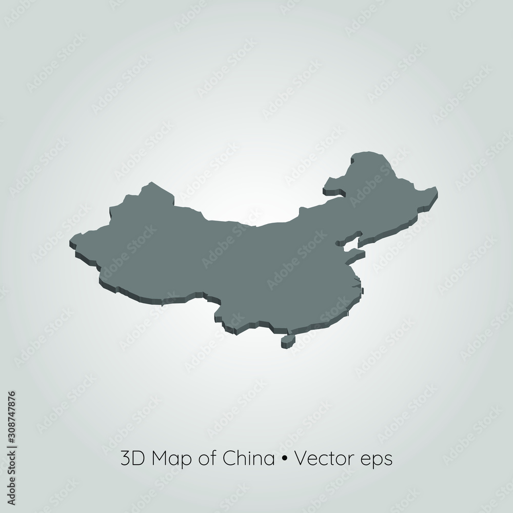 3D map of China, vector eps	