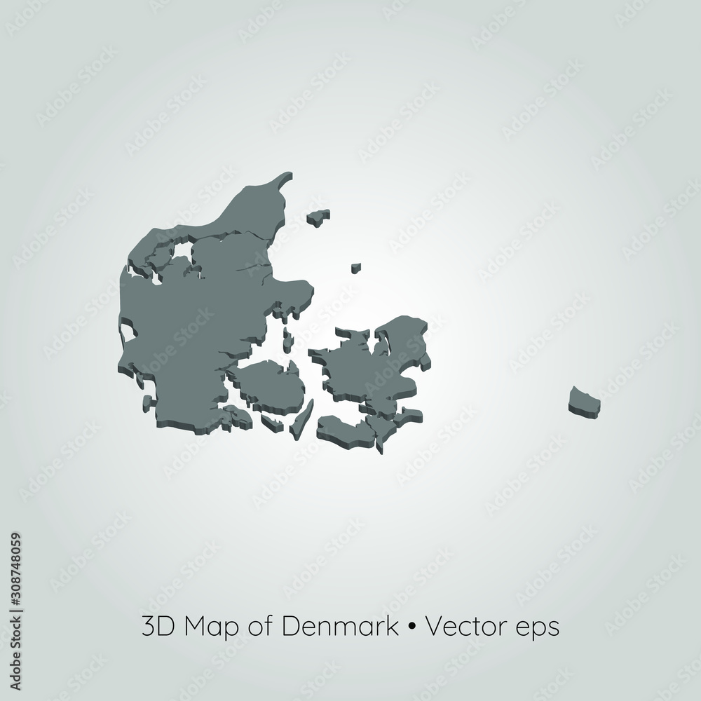 3D map of Denmark, vector eps	