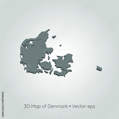 3D map of Denmark, vector eps	