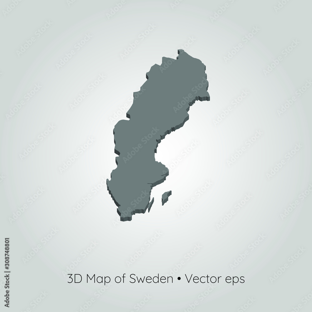 3D map of Sweden, vector eps	