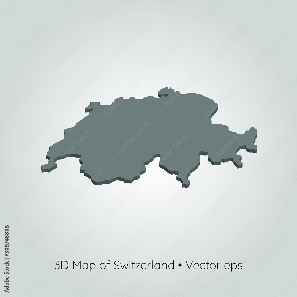 3D map of Switzerland, vector eps	