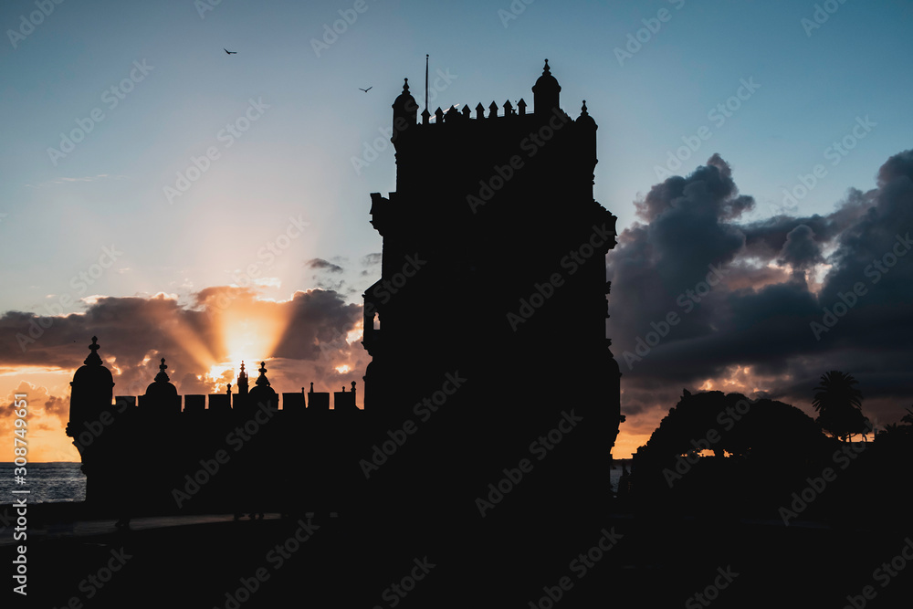 Belem Tower Silhouette at Sunset