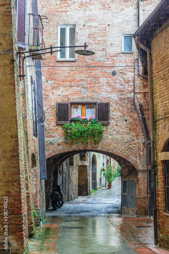Back street in an old Italian town with a vault