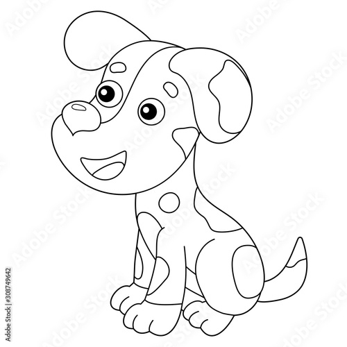 Coloring Page Outline of cartoon dog. Pets. Coloring book for kids.