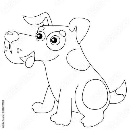 Coloring Page Outline of cartoon dog. Pets. Coloring book for kids.