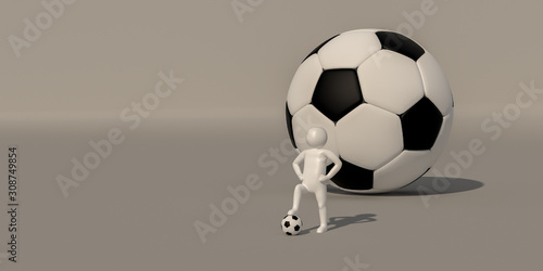 Fototapeta Naklejka Na Ścianę i Meble -  3d illustrator group of career symbols on a gray background, 3d rendering of the playing football. Includes a selection path.