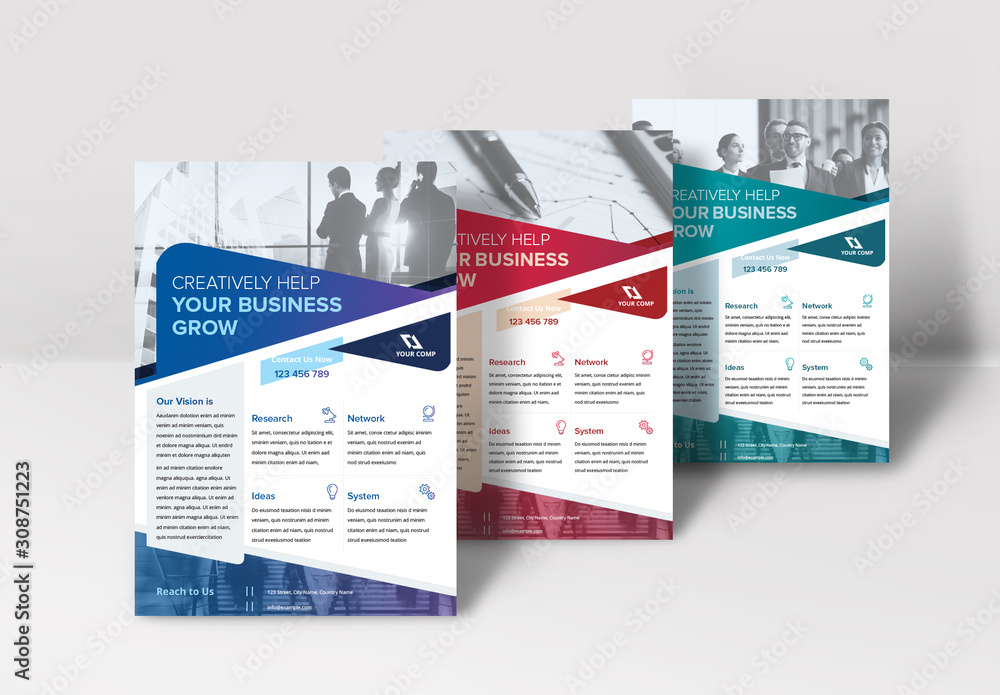 Flyer Layout with Round Geometric Elements Stock Template | Adobe Stock