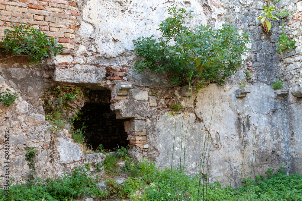 ruined old masonry walls, background, Montenegro ruined old masonry walls, background, Montenegro