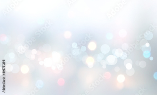Soft blue grey winter christmas colorful bokeh background,blurred backdrop.