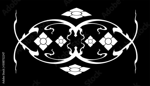 old silver Thai roof icon, logo symbol abstract design, Art decoration element.