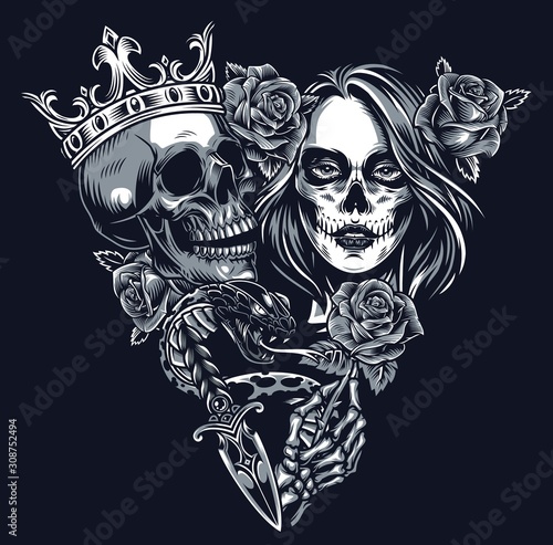 Vintage chicano tattoo concept
