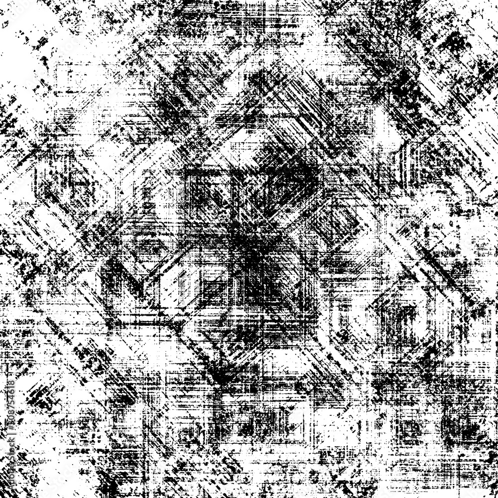 Fototapeta premium Urban grunge background black and white. Vector template of old vintage texture. Abstract pattern of dirt, dust, cracks