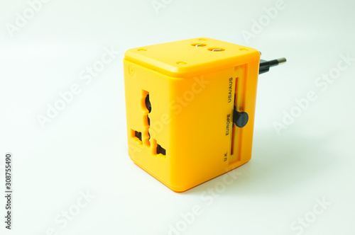 All in one universal international plug adapter isolated on white background.