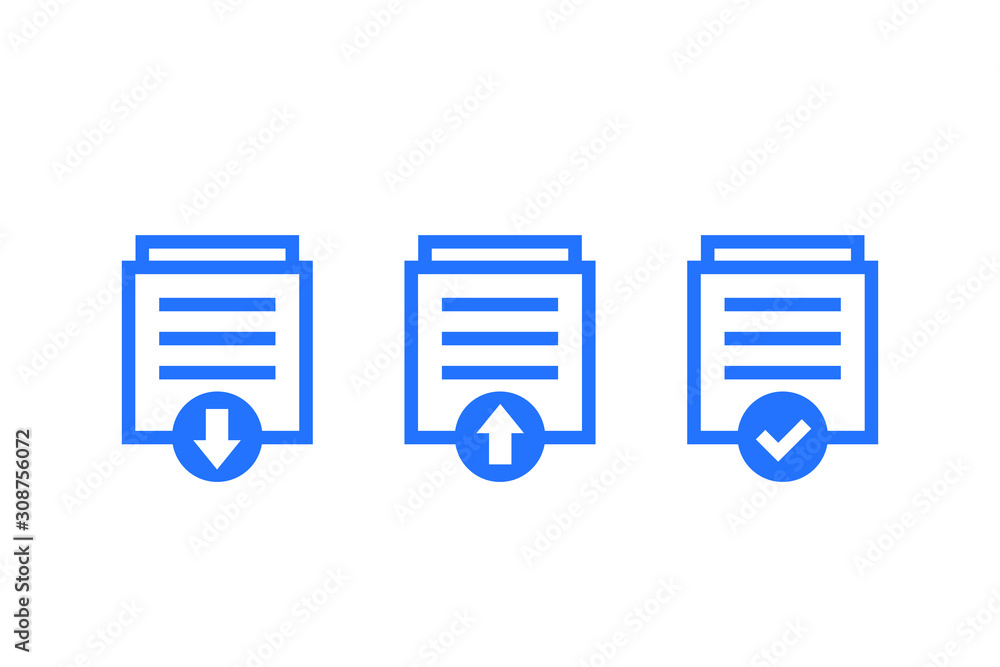 documents download, upload icons on white, vector documents download, upload icons on white, vector