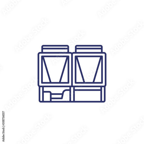 chiller, cooling system line icon on white